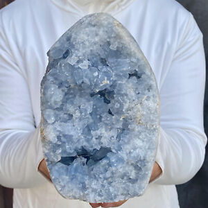 7LB Natural Beautiful Blue Celestite Crystal Geode Cave Mineral Specimen