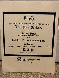 Bill Mazeroski 8x10 AUTOGRAPHED Photo “Yankees Gravestone”