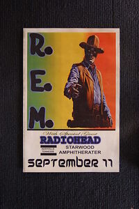 R.E.M. Radiohead tour poster 1989 starwood amphi