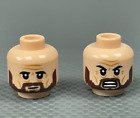 LEGO Minifigure Light Nougat Head Dark Brown Beard Crows Feet Angry Man Male x1