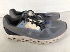 On Mens Cloudstratus Blue White Low Top Round Toe Lace Up Sneaker Shoes Size 11