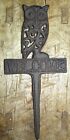 Rustic Cast Iron OWL WELCOME Sign Garden Stake Home Decor Pond Plaque Man Cave