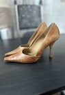 BCBGirls Heels Womens Size 7 Katchen Embossed Pointed Toe Leather Pumps Brown