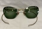 Vintage Cat Eye Green Tinted  Wire Rim Eyeglasses 1/10 12K Gold Filled Frames