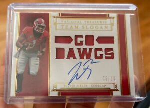 2021 JUSTIN FIELDS National Treasures GO DAWGS /10 Gold Rookie Patch Auto