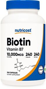 Nutricost Biotin (Vitamin B7) 10,000mcg (10mg), 240 Capsules