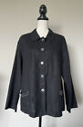 Vintage J Jill Sz XL Women’s 100% Linen Button Front Jacket Blazer Black Pockets