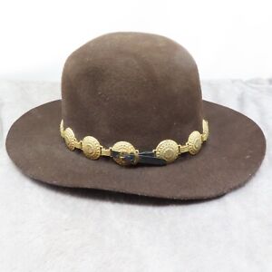 Vintage Billy Jack Wool Brown Gold Conchos Trim Cowboy Western Hat 7 1/4 READ