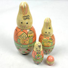 New ListingPainted Easter Bunny Family Wooden Nesting Dolls Set of 4 Vintage
