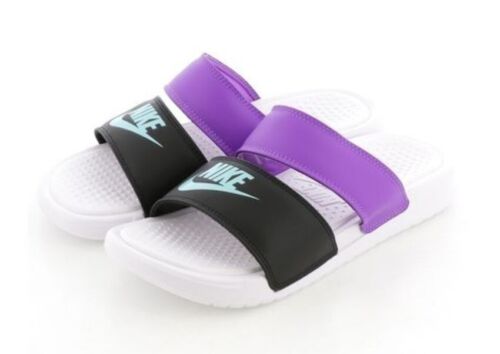 Nike Slides Benassi Duo Ultra Women's Size 8 White Black Purple