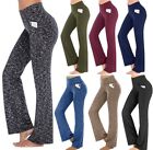 Women's Bootcut Yoga Pants Flared w/ Pockets High Waist Workout Bootleg Leggings