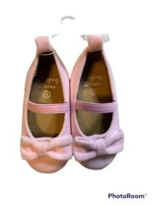 Toddler Girl’s Stepping Stones Mary Jane Pink Velvet Bow Shoes Size 6