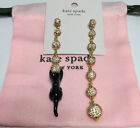 NWT Kate Spade New York house cat pavé linear earrings w/ KS Dust Bag New