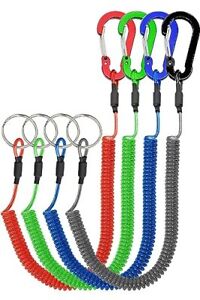 Kayak Lanyards Coil Tethers with Caribiniers for Fishing Rod Pliers Nets Flas...