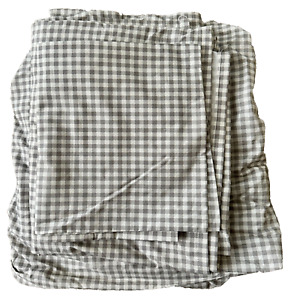 NEW Ralph Lauren Gray White Gingham Check 3-Piece TWIN Sheet Set 100% Cotton