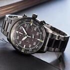 Men's Aviator Chronograph Black Dial Eco-drive Watch New Luxury Calendar Quartz