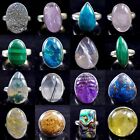 5Pcs Natural Mix Gemstone Rings 925 Silver Plated rings bulk Mixed lot for women