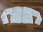 Zara Small White Knit Crop Button Up Sweater Cardigan