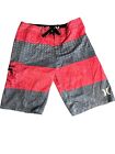 Hurley Mens Blue & Red Lightweight Striped Board Shorts Size 36