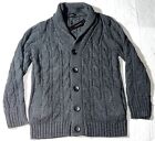 NEW Botvela Dark Gray Wool Blend Cable Knit Shawl Collar Cardigan Sweater Mens S