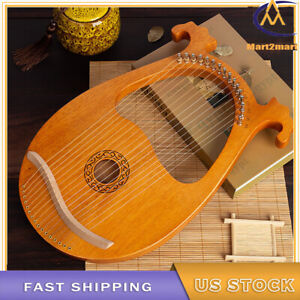 16 Strings Aklot Lyre Harp Mahogany Body With Tuning Key String Cartridge NEW