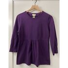L.L. Bean Women's Purple Empire Waist 3/4 Sleeve Sweater Button Detail Size M