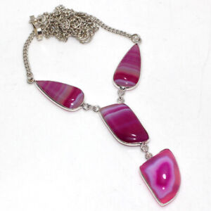 Botswana Agate 925 Silver Plated Handmade Necklace 18