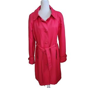 Classique Entier Womens S Coat Red Pea Trench Coat Belted Pockets Retail $189