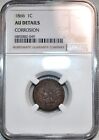 NGC About Uncirculated 1866 Indian Head Cent, Razor-Sharp specimen.