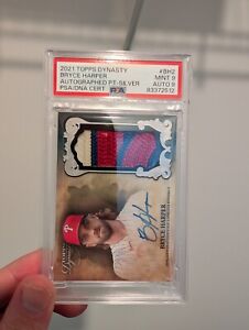 2021 Topps Dynasty Bryce Harper #BH2 Auto Patch 4/5 Silver PSA 9 POP 1 PHILLIES