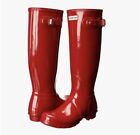 HUNTER Womens Boots Waterproof Red Tall Wellington Rain Rubber, Size 9 M