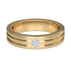 Princess Cut Real Diamond Mens Engagement Ring 0.25 Carat 5.5 mm 14K Yellow Gold