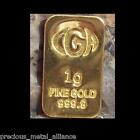1 Gram Gold bar 999.9 fine 24K pure Premium CGA Bullion Ingot