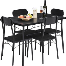 Dining Set 5 Piece Dinette Kitchen, Breakfast Nook and Small Space, Black, Table