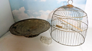 Vintage Hendryx Dome Bird Cage ~ Glass Feeder ~