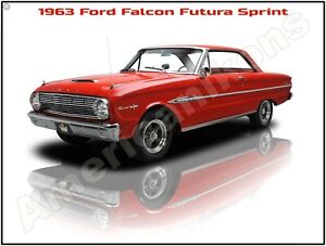 1963 Ford Falcon Futura Sprint New Metal Sign: Pristine Restoration!