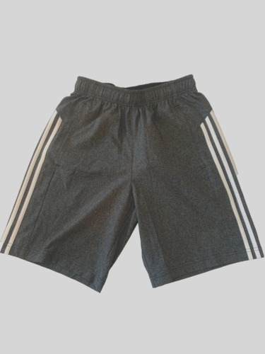 Adidas Men Small Shorts Gray Woven Clima Tech Stripes With Pockets Elastic Waist
