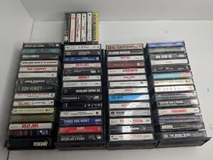 Lot Of 63 Cassette Rock Heavy Metal Tapes 60s70s 80s Aerosmith Van Halen Journey