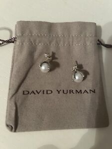 David Yurman Pearl Diamond Stud Earrings 6mm Sterling silver 925