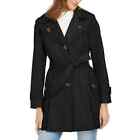 LONDON FOG COTTON BLEND LIGHTWEIGHT BLACK TRENCH HOODED COAT WOMENS LARGE NWT