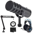Samson Q9U XLR/USB Dynamic Broadcast Microphone + Studio Headphones + Boom Arm