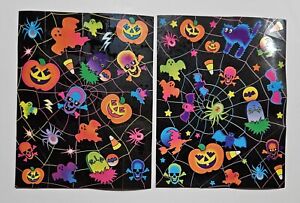 New ListingVintage Lisa Frank Halloween Stickers Lot Of 2 Skulls Witch Black Cat Ghost