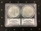 2021 $1 Type 1 and Type 2 Silver Eagle Set PCGS MS70 -First Strike - Black Label