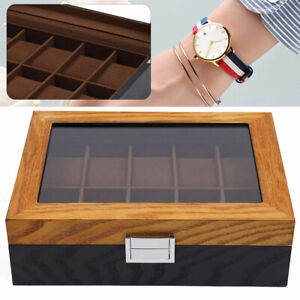 New Listing10 Slots Wrist Watch Box Display Case Organizer Jewelry Storage Holder Wooden