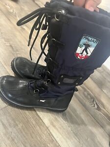 Pajar Women Sz 8-8.5 Winter Grip Sherpa Lined Lace Up Tall Insulated Navy Boots