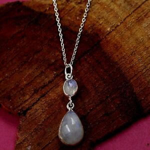925 Sterling Silver Jewelry Pear Oval Cabochon Moonstone 16+2