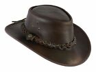 Leather Cowboy Hat Australian Western Aussie Style Black / Brown Side Button Hat