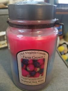 Old Virginia Candle Farm Grown 3 Scent Soy Wax Straw Blue & Black Berry New 24.5