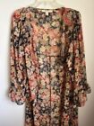 Forever 21 Duster Kimono Floral Gypsy Boho Swim Cover Long Sheer Top Cottagecore