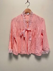 Vintage Marjorie Hamilton Womens Wrap Top Small Pink Floral Embroidered Coquette
